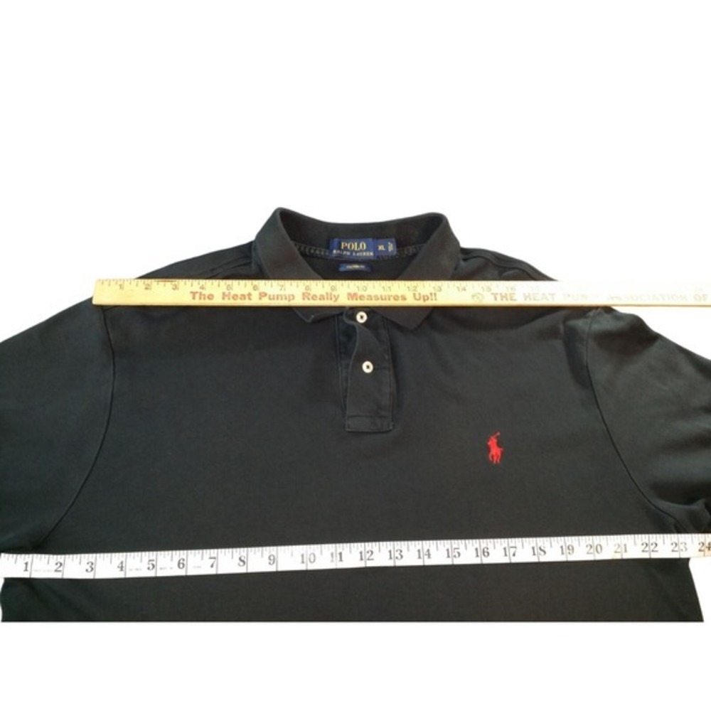 Polo Ralph Lauren Mens XL‎ Black Custom Fit Polo Shirt Short Sleeve Red Pony Top - Picture 6 of 8